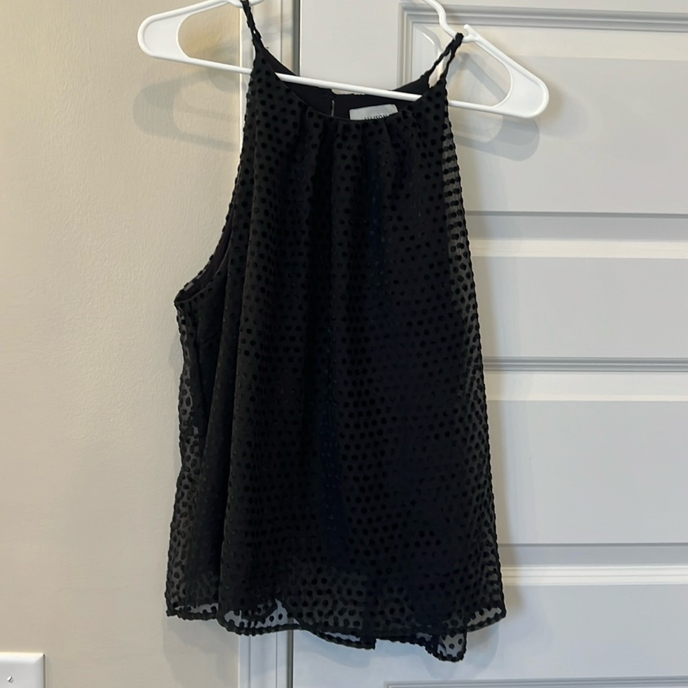Allison Joy flowy Swiss dot black top